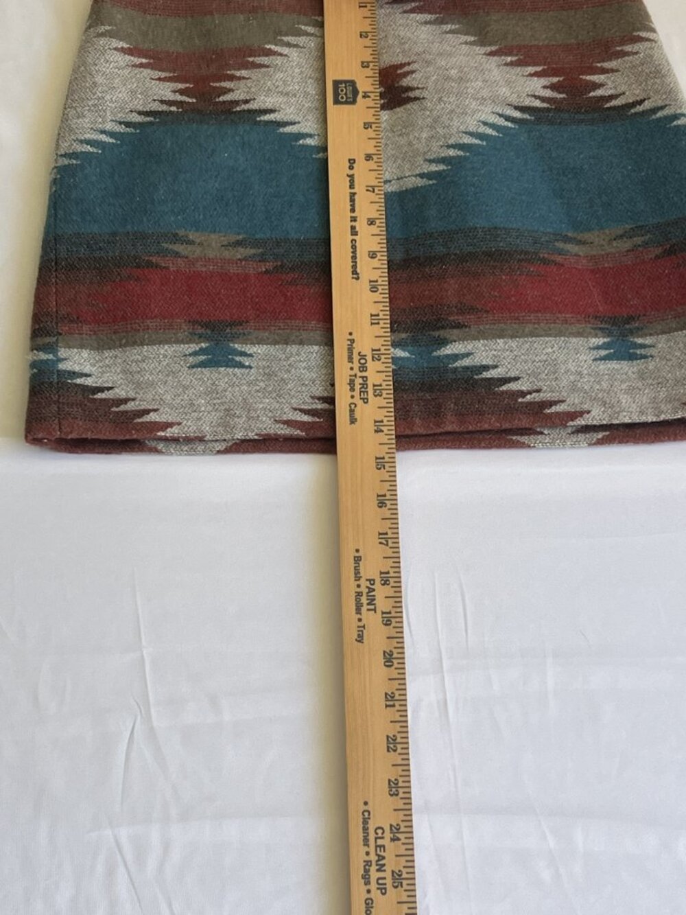 American Eagle Southwestern Aztec Blanket Mini Skirt Size 2 Teal Burgundy Boho - Picture 5 of 7